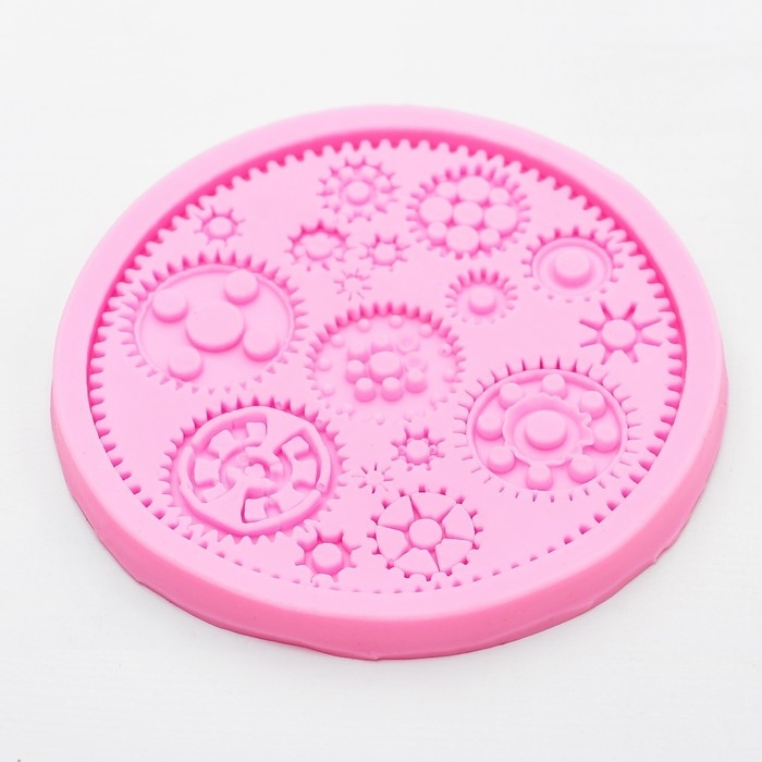 Молд Доляна &laquo;Шестерёнки&raquo;, силикон, 10,5&times;10,5 см, цвет розовый