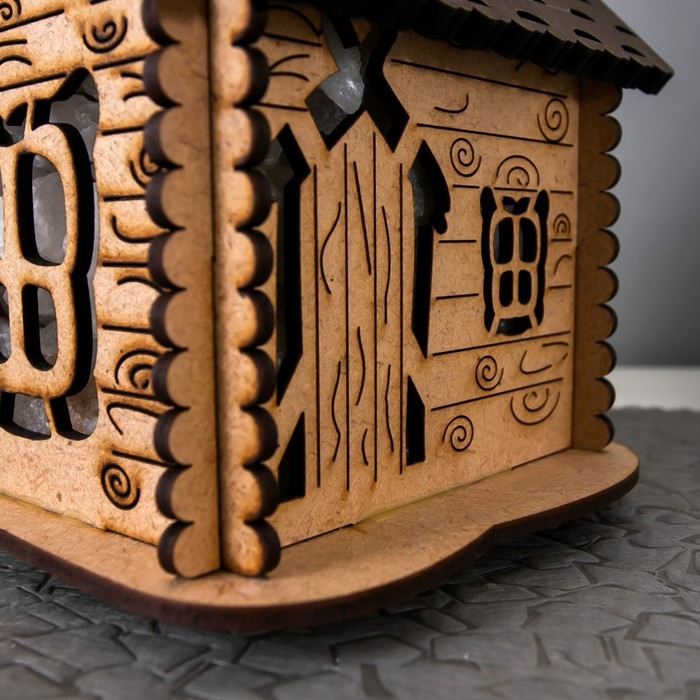 Соляной светильник с диммером Соляной светильник с диммером "Домик" деревянный, 1х15Вт Е14, 1-1,3 кг, 16х16х16см