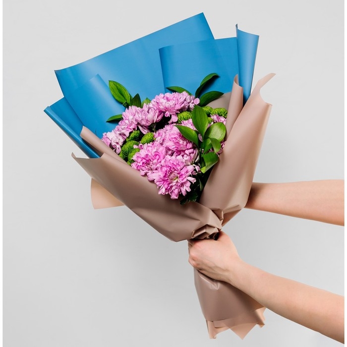 Плёнка для цветов упаковочная пудровая &laquo;Синий&raquo;, 50 мкм, 0.5 х 10 м