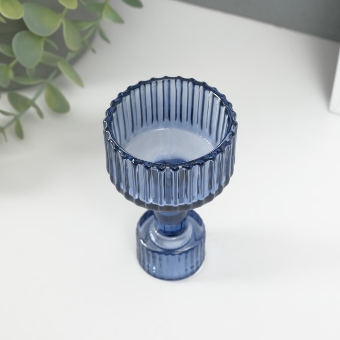 Подсвечник стекло на 1 свечу Подсвечник стекло на 1 свечу "Кубок" синий d=2,5 см 6х6х10 см