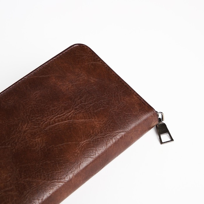 Портмоне мужское на молнии, отдел для купюр, для карт, для монет, цвет коричневый Портмоне мужское на молнии, отдел для купюр, для карт, для монет, цвет коричневый