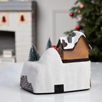 Светодиодная фигура &laquo;Поезд и снеговик&raquo; 20 &times; 20 &times; 16 см, полистоун, батарейки ААх3 (не в комплекте), USB, свечение тёплый белый