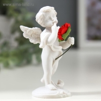 Фигурка полистоун &laquo;Ангелочек с красной розой&raquo;, 8&times;4.5&times;3.5 см