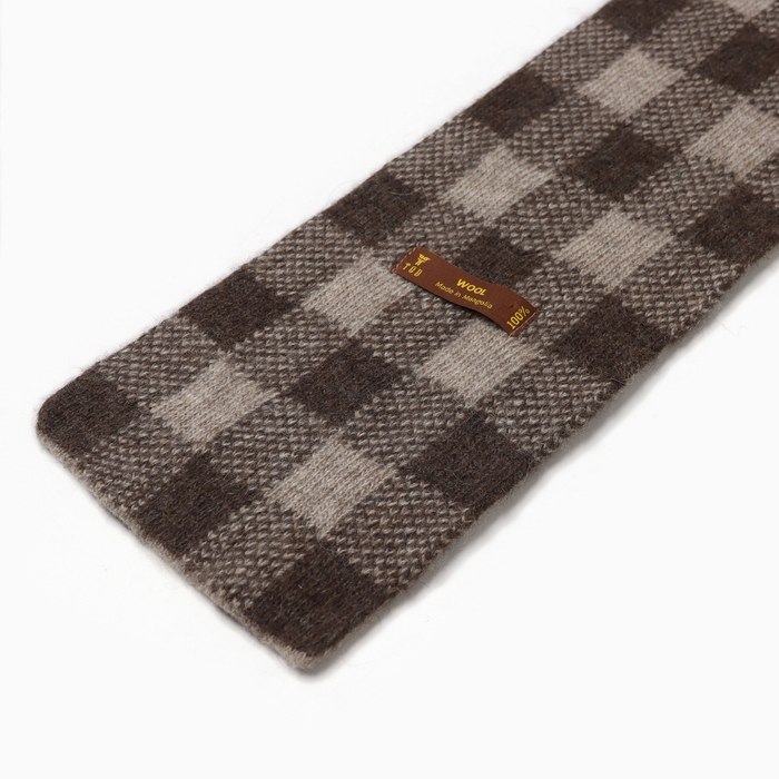 Шарф из монгольской шерсти Шоколадный Шарф из монгольской шерсти Шоколадный "Шахматы" , цвет серый/коричневый