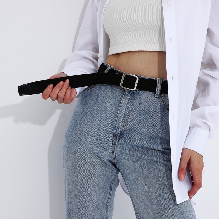 Ремень женский, ширина 3,3 см, пряжка металл, цвет чёрный