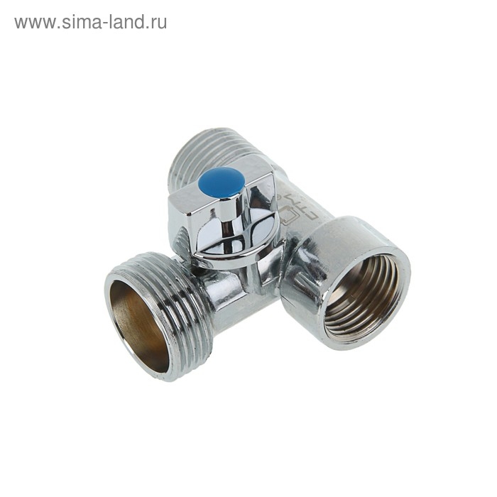 Кран шаровой Кран шаровой "СТМ", трехпроходной, 1/2"х3/4"х1/2", для бытовых приборов, хромированный