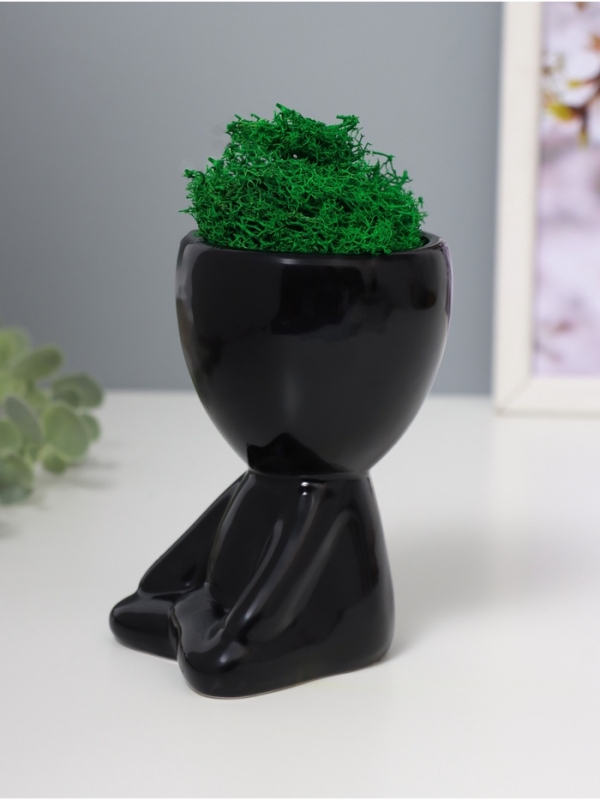 Кашпо керамика "Мистер Грин йог" 11,5*7*8 см черный