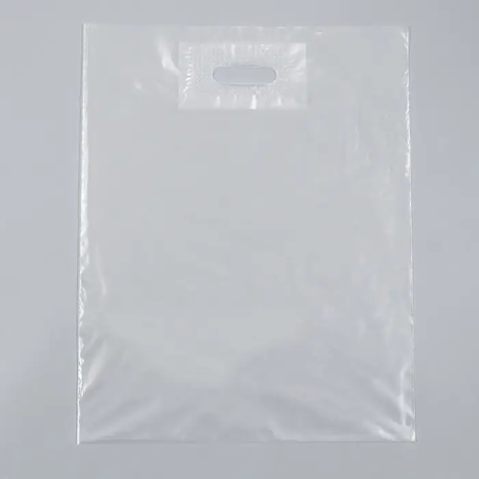 Пакет полиэтиленовый с вырубной ручкой, прозрачный 40-50 См, 60 мкм