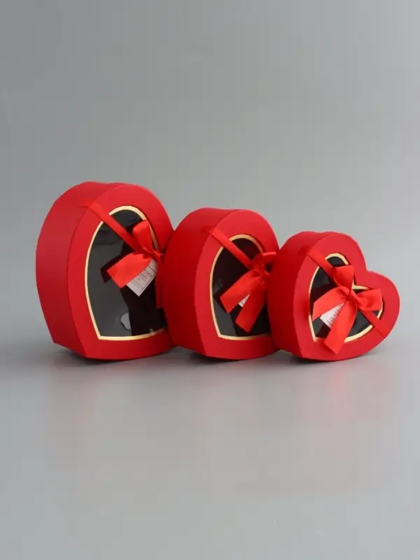 Набор коробок 3 в 1 сердца 22 х 20 х 9;  18.5 х 17 х 7.5; 1 6 х 14 х 6 см