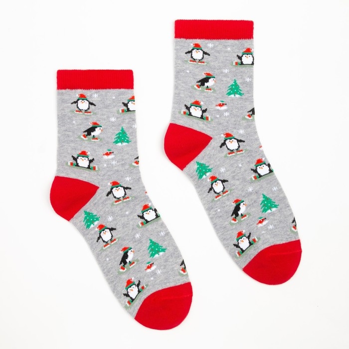 Носки женские &laquo;Пингвин&raquo;, цвет светло-серый, размер 23-25