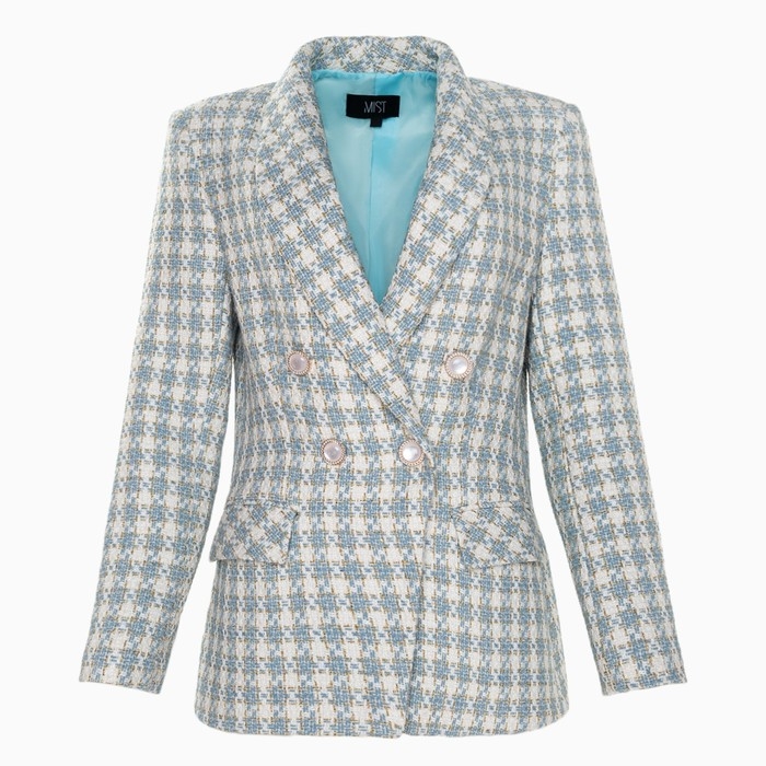 Пиджак твидовый двубортный MIST р. 44, голубой Пиджак твидовый двубортный MIST р. 44, голубой