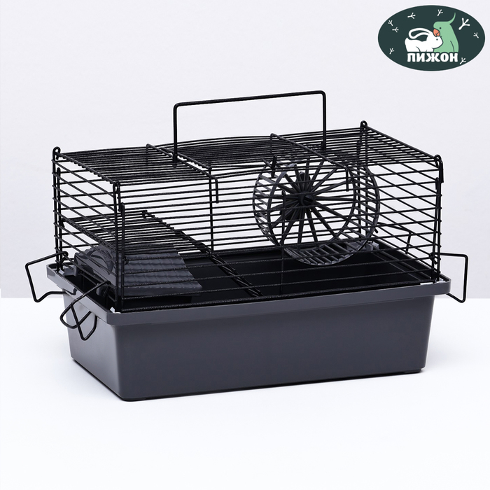 Клетка-мини для грызунов Клетка-мини для грызунов "Пижон" №2, укомплектованная, 27 х 15 х 16 см, серая