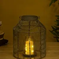 Подсвечник фонарь со стеклянной колбой 20х20х26 см, d 9 см, металл, цв. серый