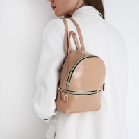 Рюкзак-мини из искусственной кожи на молнии, цвет пудровый Рюкзак-мини из искусственной кожи на молнии, цвет пудровый