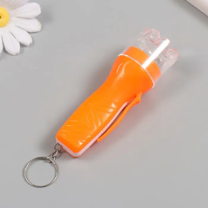 Фонарик брелок для ключей на кольце &laquo;Галочки&raquo;, светит, LR41&times;3 шт., 2.6&times;2.6&times;9.5 см, МИКС