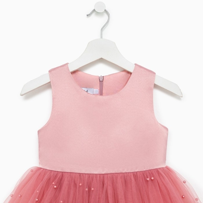 Платье детское с бусинками KAFTAN размер 36 (134-140 см), розовый Платье детское с бусинками KAFTAN размер 36 (134-140 см), розовый