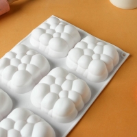 Форма для выпечки и муссовых десертов KONFINETTA &laquo;Облачко&raquo;, силикон, 30&times;18,8&times;3,5 см, 6 ячеек (7,4&times;7,4 см), цвет белый