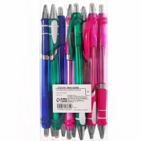 Ручка шариковая со стираемыми чернилами, линия 0,8 мм, автоматическая, стержень синий, корпус тонированный с резиновым держателем