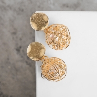 Серьги с жемчугом &laquo;Шар плетёный&raquo; гнездо, цвет белый в золоте