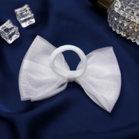 Резинка для волос бант "Школьница" классика элит, 12х7 см, белый Резинка для волос бант "Школьница" классика элит, 12х7 см, белый