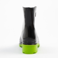 Сапоги резиновые женские, черный+салатовый, размер 37