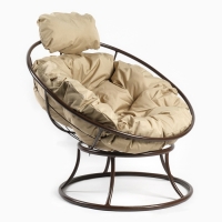 Кресло "Папасан" мини, с бежевой подушкой, 81х68х77см