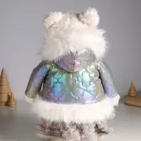 Кукла интерьерная "Медведица в серебристом пуховике" раздвижная 37-65 см 23х16х37 см