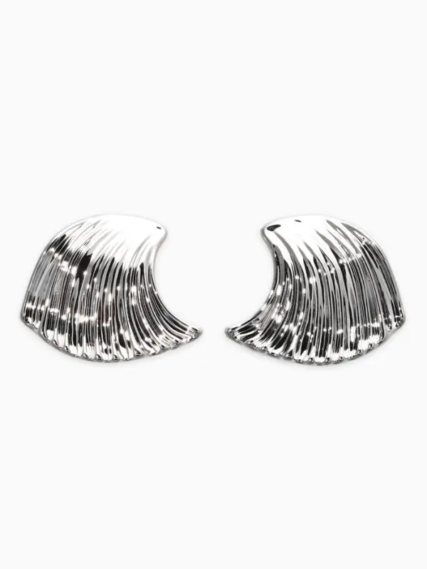 Серьги пластик "Волна", цвет серебро