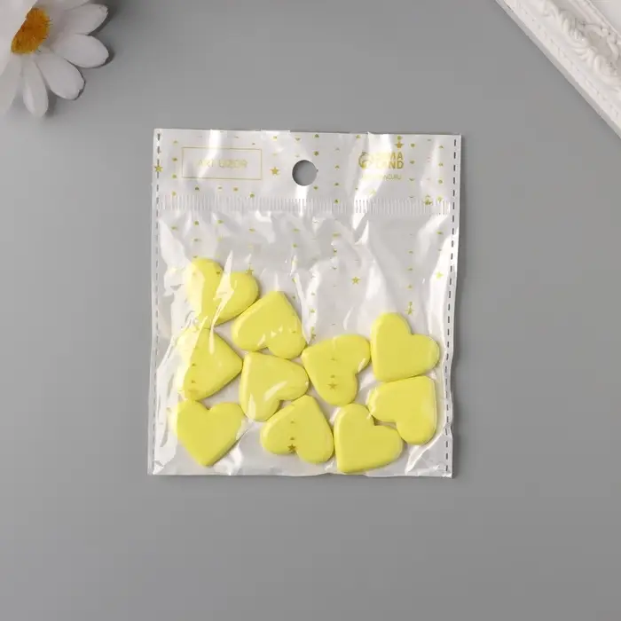 Бусины для творчества акрил "Сердечки гладкие" жёлтый 2,4х2х0,5 см