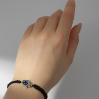 Браслет-оберег &laquo;Детский на нити&raquo; глазик в плетении, цвет синий в чернёном серебре, d=4 см