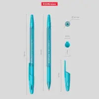 Ручка шариковая ErichKrause R-301 Spring Stick & Grip, узел 0.7 мм, чернила синие, резиновый держатель, длина линии письма 2000 метров,МИКС