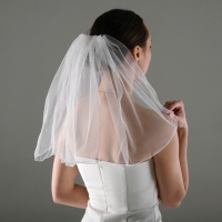 Вуаль ( фата ) "Цветочная", белая, 40 см, полиэстер