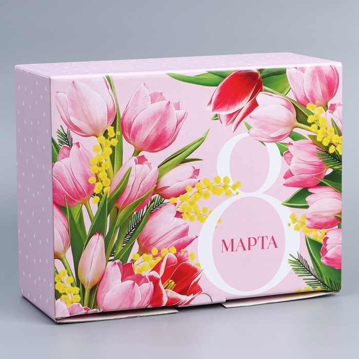 Коробка подарочная сборная, упаковка, &laquo;8 марта&raquo;, 30 х 23 х 12 см