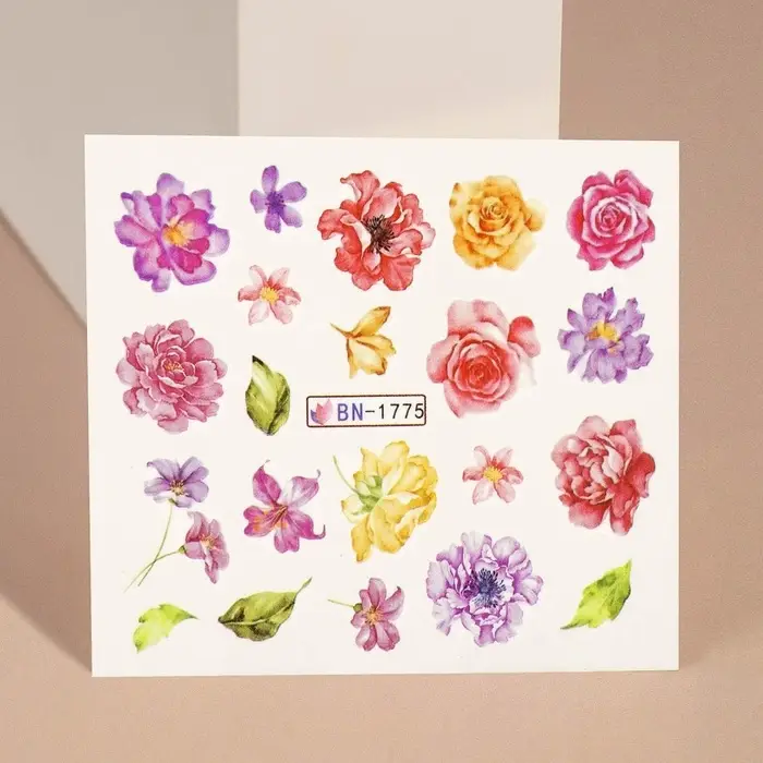 Слайдеры для ногтей &laquo;Пионы&raquo;, разноцветные