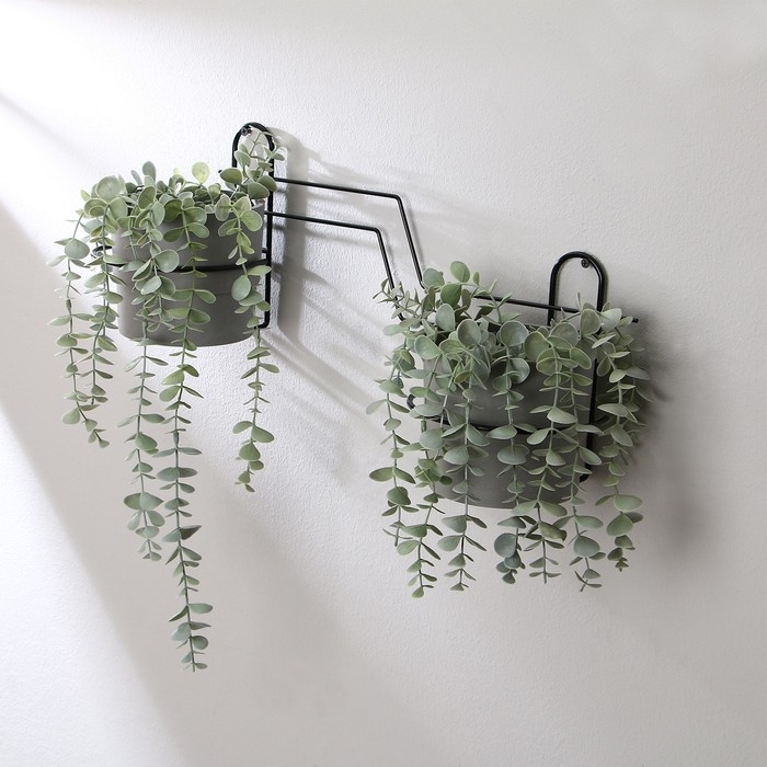 Подвес для кашпо, настенный, на 2 горшка, d=16 см, чёрный, &laquo;Волна - 2&raquo;