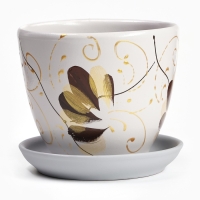 Горшок для цветов &laquo;Орхидея&raquo;, 1 л, d=15 см, h=13 см, керамический, с поддоном, белый