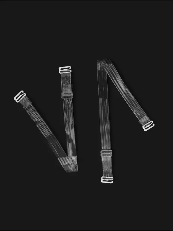 Лямки для бюстгальтера, силиконовые, фурнитура металл, 4 полосы, 1.5 см, 37 см, пара, прозрачные
