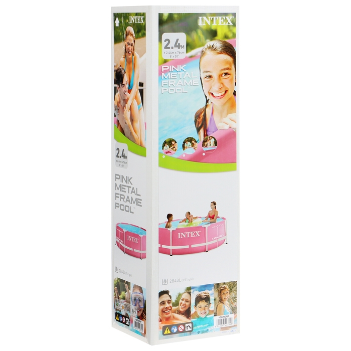 Бассейн каркасный Pink Frame Pool, 244 х 76 см, цвет розовый, 28290NP