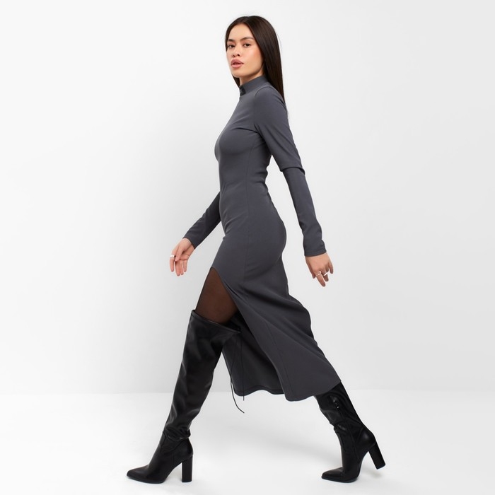 Платье женское с разрезом MIST р. 46, т.серый Платье женское с разрезом MIST р. 46, т.серый