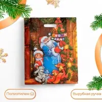 Пакет &laquo;Новогодний хоровод&raquo;, полиэтиленовый с вырубной ручкой, 38&times;47 см