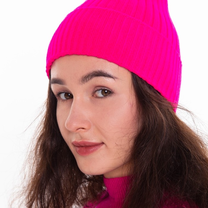 Шапка женская зимняя, цвет розовый, размер 52-56