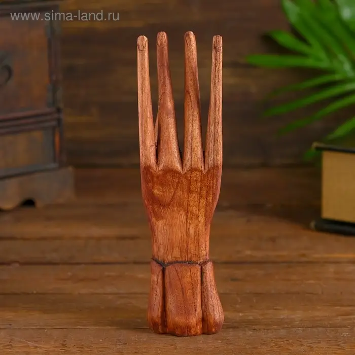 Подставка для колец дерево "Рука роспись" 20 см