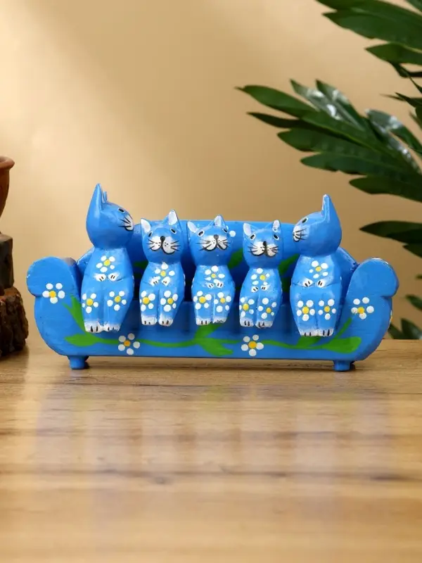 Сувенир "Кошачье семейство" дерево 20х5х10 см, цв. синий