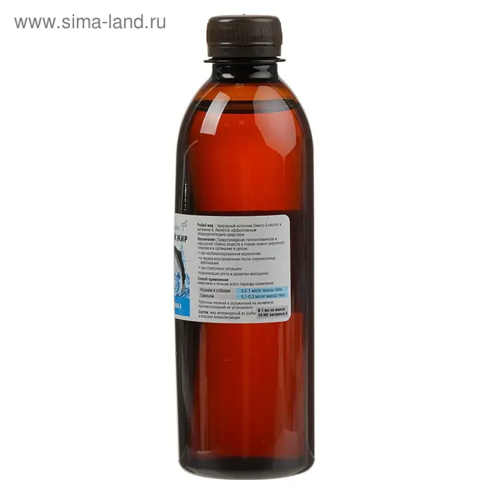 Рыбий жир ветеринарный с витамином A, для животных, 330 мл