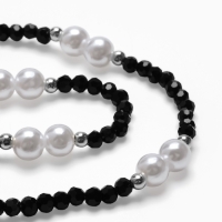 Бусы &laquo;Бисер&raquo; бусина №8, чёрно-белый в серебре, 40 см