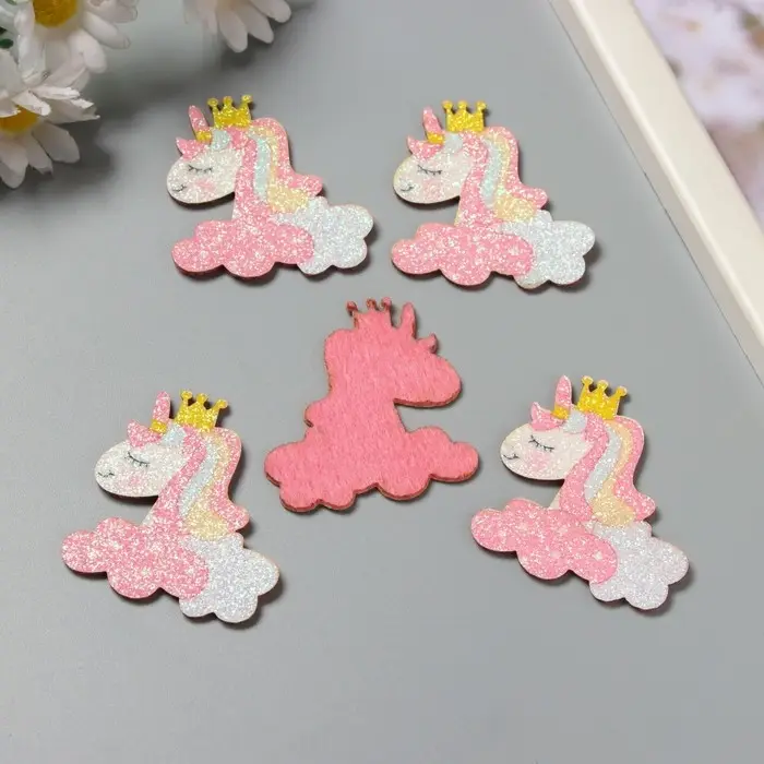 Декор для творчества войлок блеск "Единорог в облаках" 5х4,8 см
