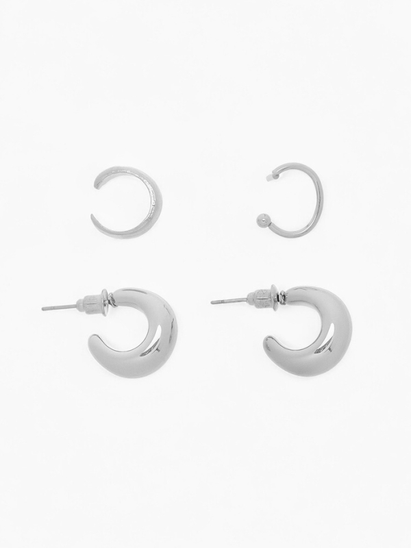 Набор серьги и каффы 4 шт. &laquo;Бублик&raquo;, цвет серебро