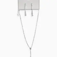 Набор 2 предмета: серьги, колье &laquo;Вечерний шик&raquo; белый в серебре