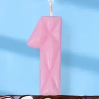 Свеча для торта &laquo;Цифра 1&raquo;, светло-розовая