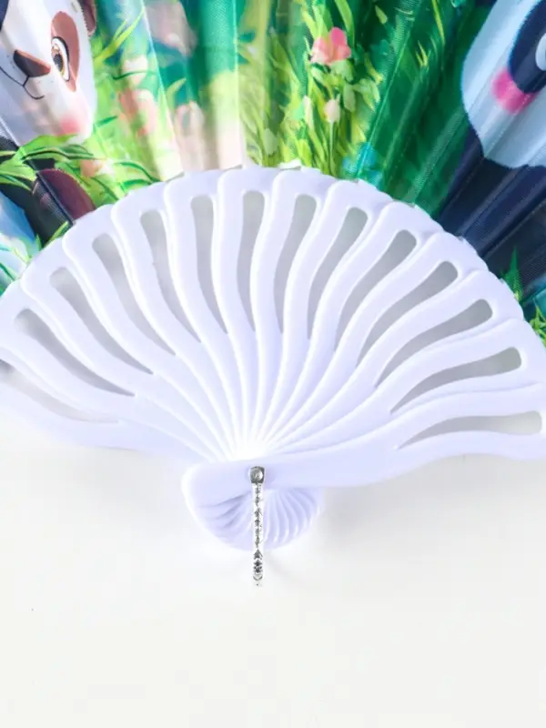 Веер пластик, текстиль "Панда в цветочном саду" МИКС 23 см